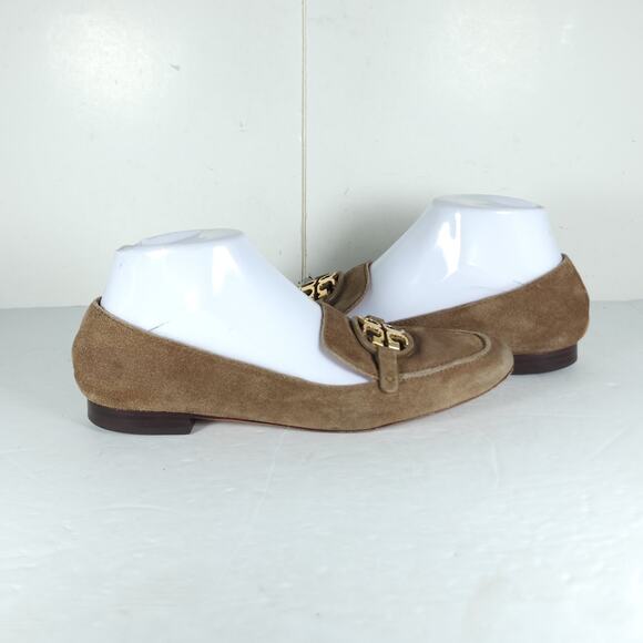 TORY BURCH Women's Metal Miller US8M Taupe Suede Medallion Logo Loafer Flats - Picture 8 of 16